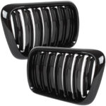 Dvigubos priekinio bamperio grotelės BMW 3 E36 (96-99) Facelift, juodos blizgios