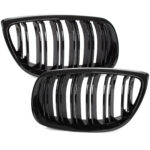 Dvigubos grotelės Performance BMW E92 / E93 PRE-LCI (06-10), juodos blizgios - Image 2