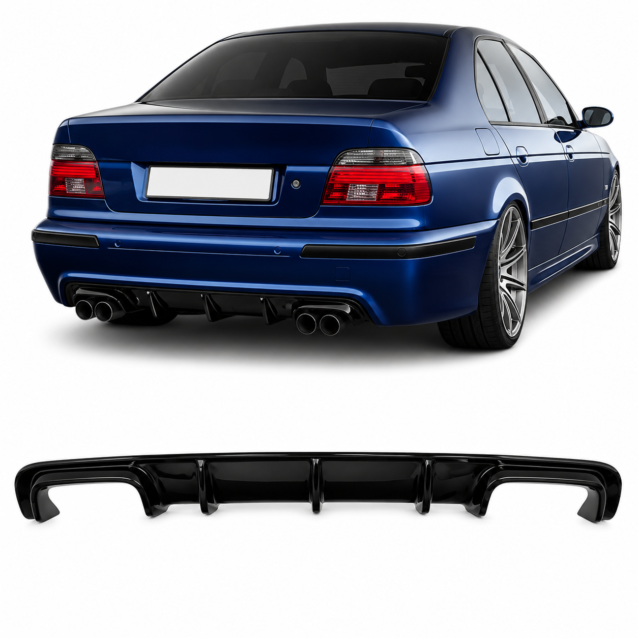 bmw-e39-galinis-difuzorius Galinio bamperio difuzorius (2x2) BMW E39 (95-03) , juodas blizgus - Image 1