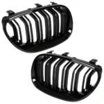 Dvigubos grotelės BMW 5 E60 / E61 (03-10) juodos blizgios