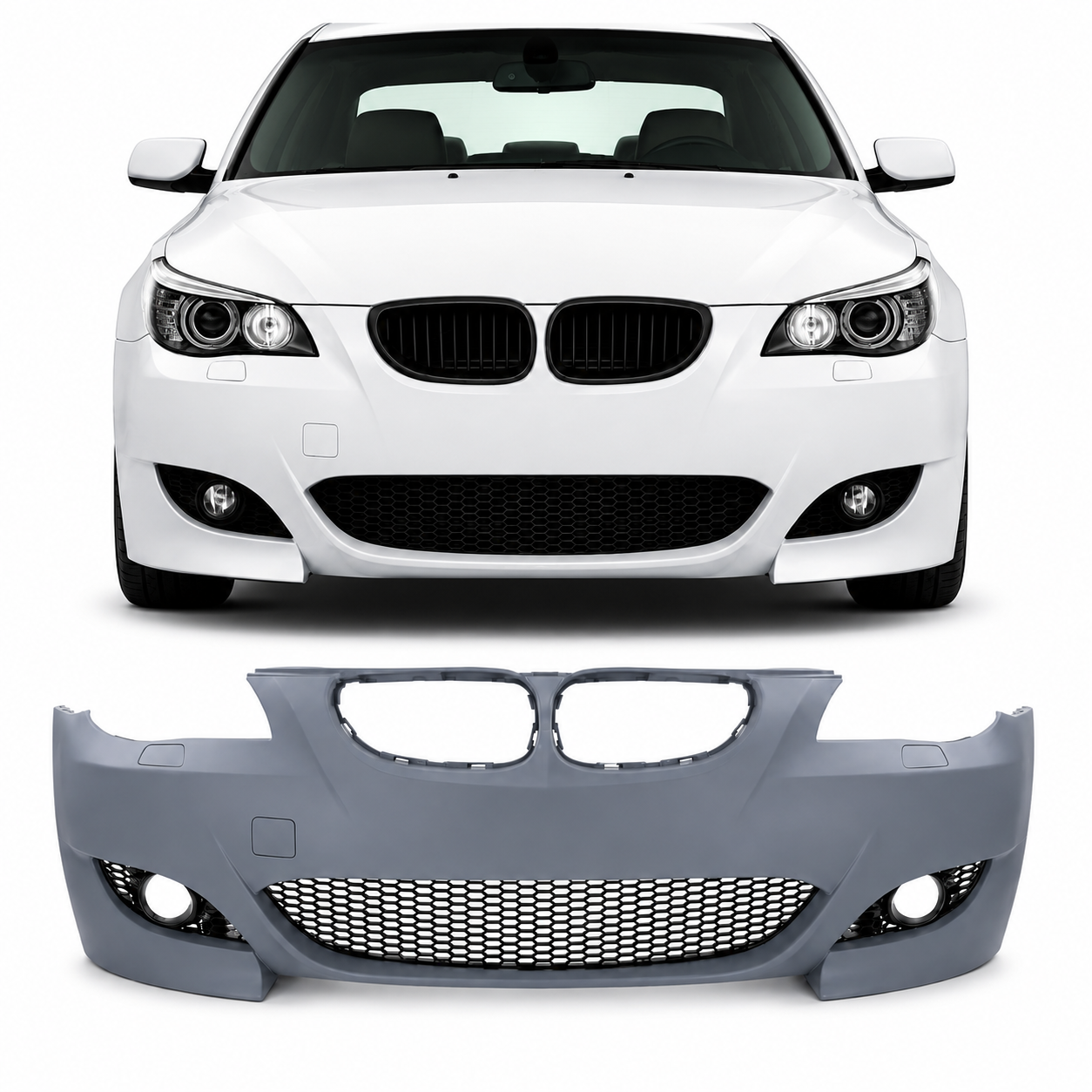 bmw-e60-priekinis-m5-look-bamperis Priekinis bamperis M5 Look BMW E60 / E61 (03-10), be PDC, gruntuotas - Image 1