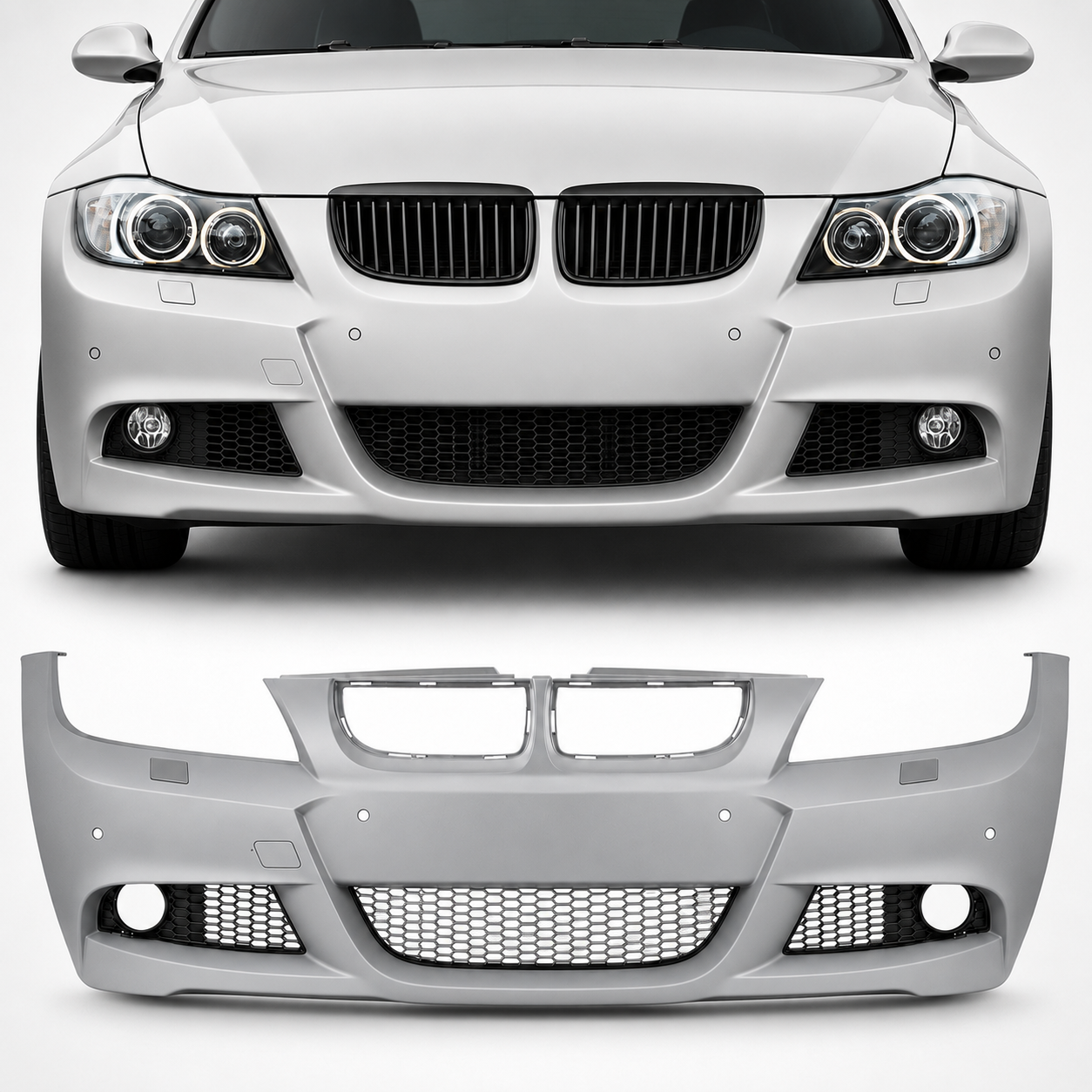 bmw-e90-e91-pre-lci-priekinis-m-tech-bamperis Priekinis bamperis M-Sport LCI-Look BMW E90 / E91 PRE-LCI (05-08) - Image 1