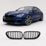 Dvigubos grotelės, juodos blizgios, tinkančios BMW F06 / F12 / F13 (11-18)