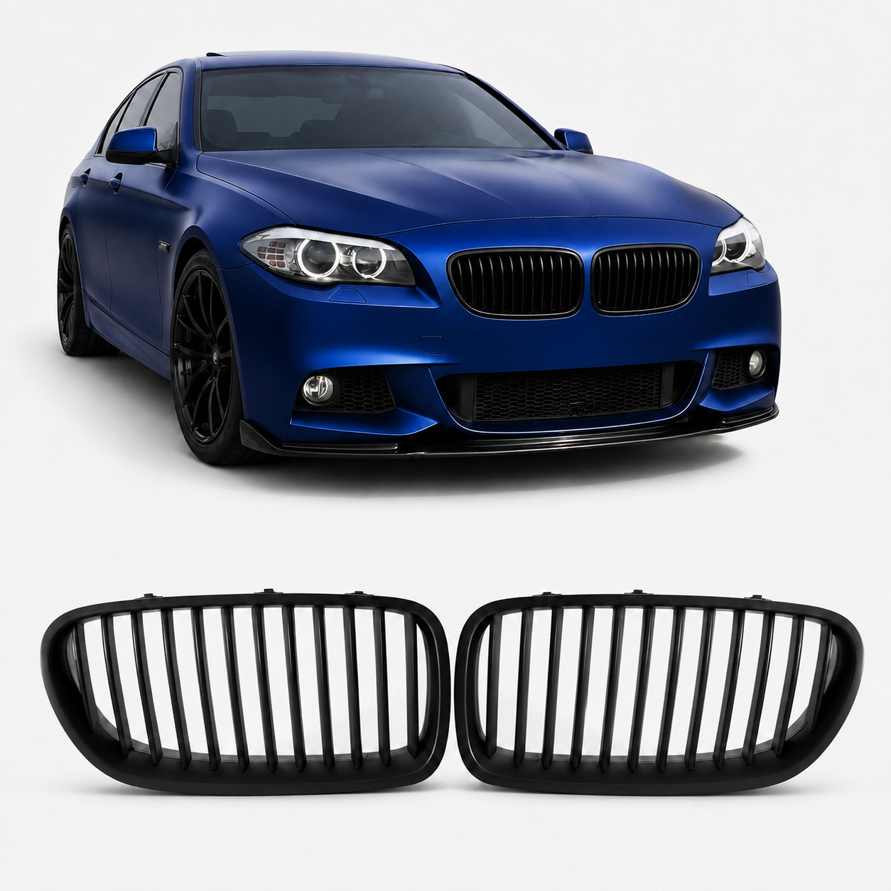 bmw-f10-priekinės-grotelės Priekinės bamperio grotelės BMW F10 / F11 5 Serijai (10-17) viengubos, matinės - Image 1