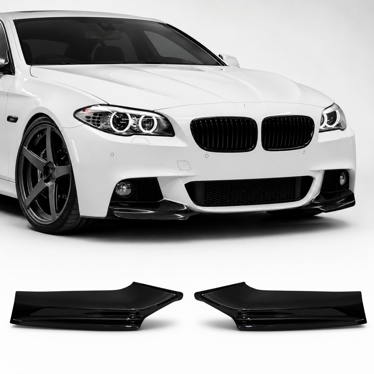 bmw-f10-spliteriai-m-pack Priekinio bamperio spliteriai BMW F10/F11 M-Sport blizgūs, juodi - Image 1