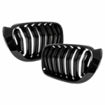 Dvigubos grotelės Performance BMW F25 / F26 LCI (14-18), juodos blizgios