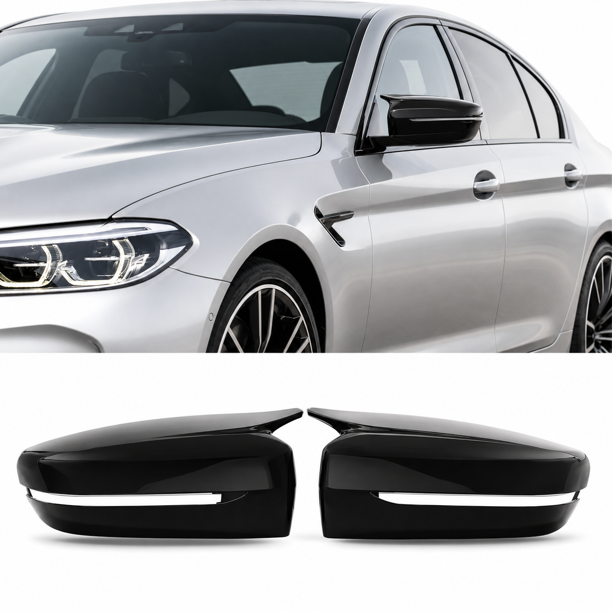 bmw-g20-veidrodėlių-dangteliai Veidrodėlių dangteliai M-Look BMW G20 / G22 / G30 / G11 / G15, juodi blizgūs - Image 1
