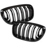 Dvigubos priekinės grotelės Performance BMW E46 coupe / convertible (03-06), juodos blizgios