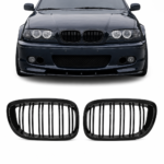 Dvigubos priekinės grotelės Performance BMW E46 coupe / convertible (03-06), juodos blizgios