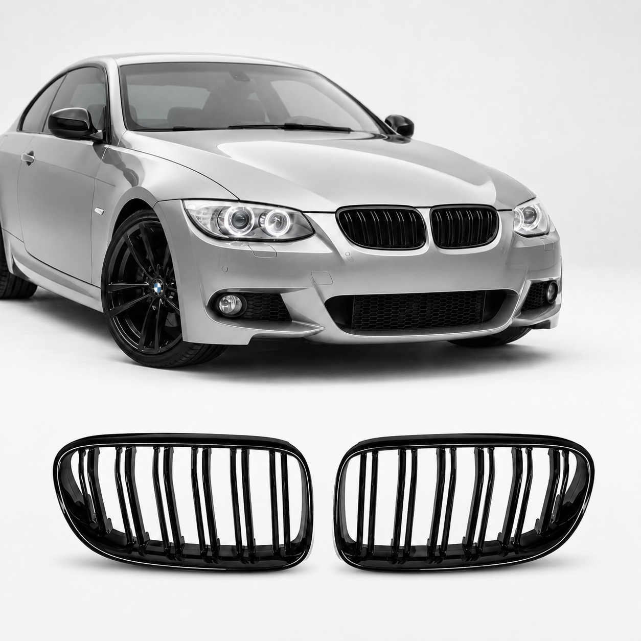 bmw-e92-e93-priekinės-bamperio-grotelės-performance-lci Dvigubos grotelės Performance BMW E92 / E93 LCI (10-13), juodos blizgios - Image 1