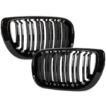 Dvigubos priekinės grotelės Performance, tinkančios BMW E46 sedan / touring (01-05), juodos blizgios