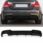 Galinio bamperio difuzorius M-Sport BMW E90 / E91 (05-11), juodas blizgus (2x0)